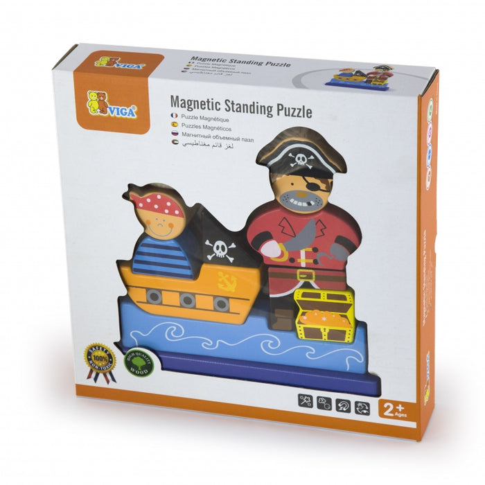 Medinių magnetinių kaladėlių rinkinys Piratai