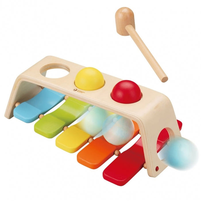 Medinis kalimo žaislas su ksilofonu ir plaktuku (2in1)